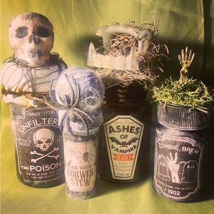 Halloween Apothecary medicine bottles - for tiered trays & spooky decoration